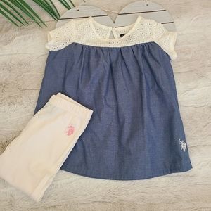 U.S. Polo Assoc Denim & White 2 pc set 3T